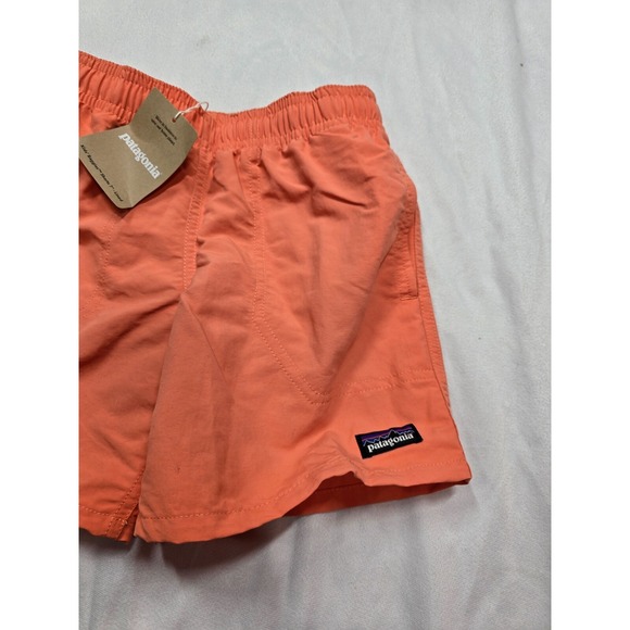 Patagonia‎ Kids Baggies Shorts 7" Lined Coho Coral Orange Size L 12 New - Picture 2 of 5